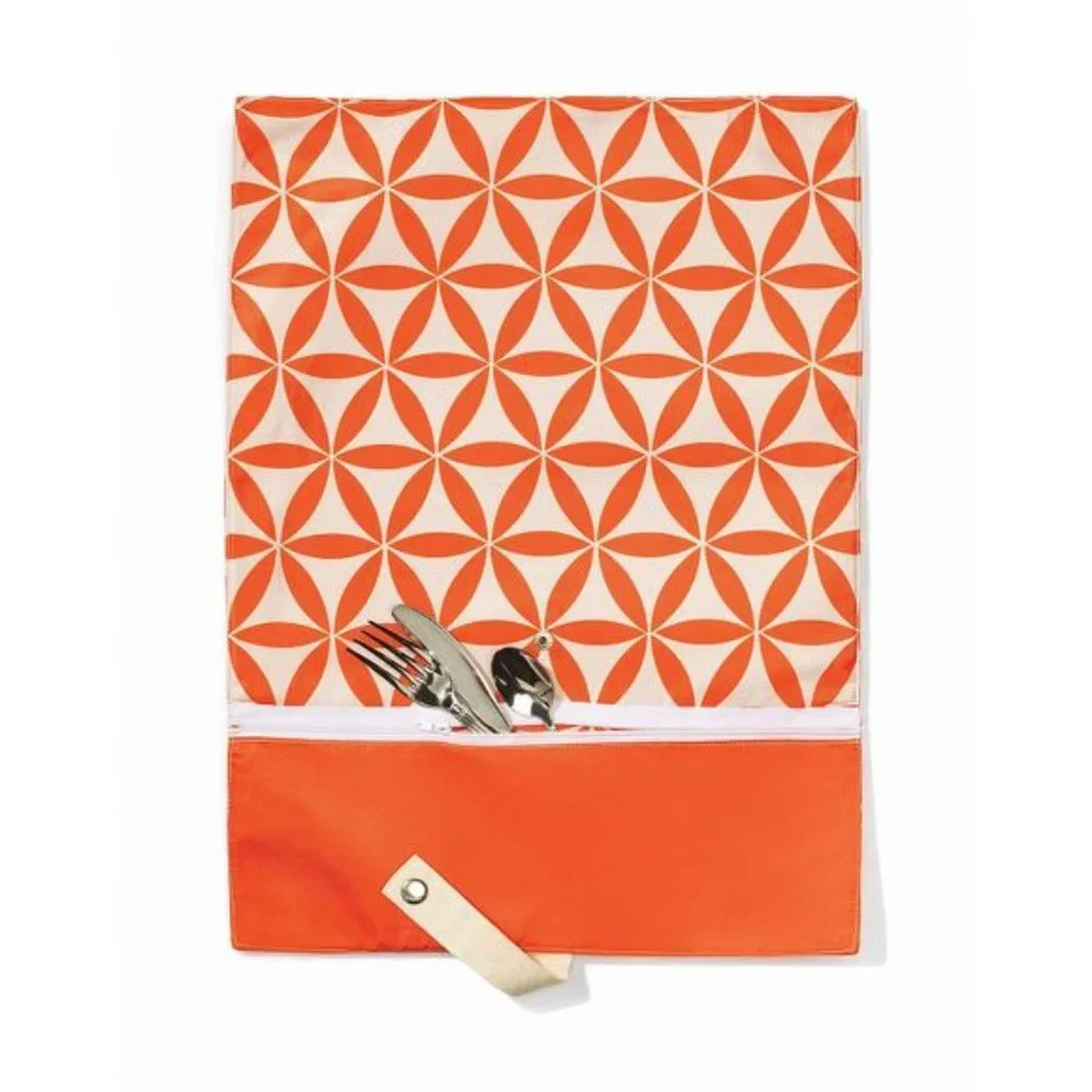 4 PC ROLL UP PLACEMAT (ORANGE PRINT) NWT